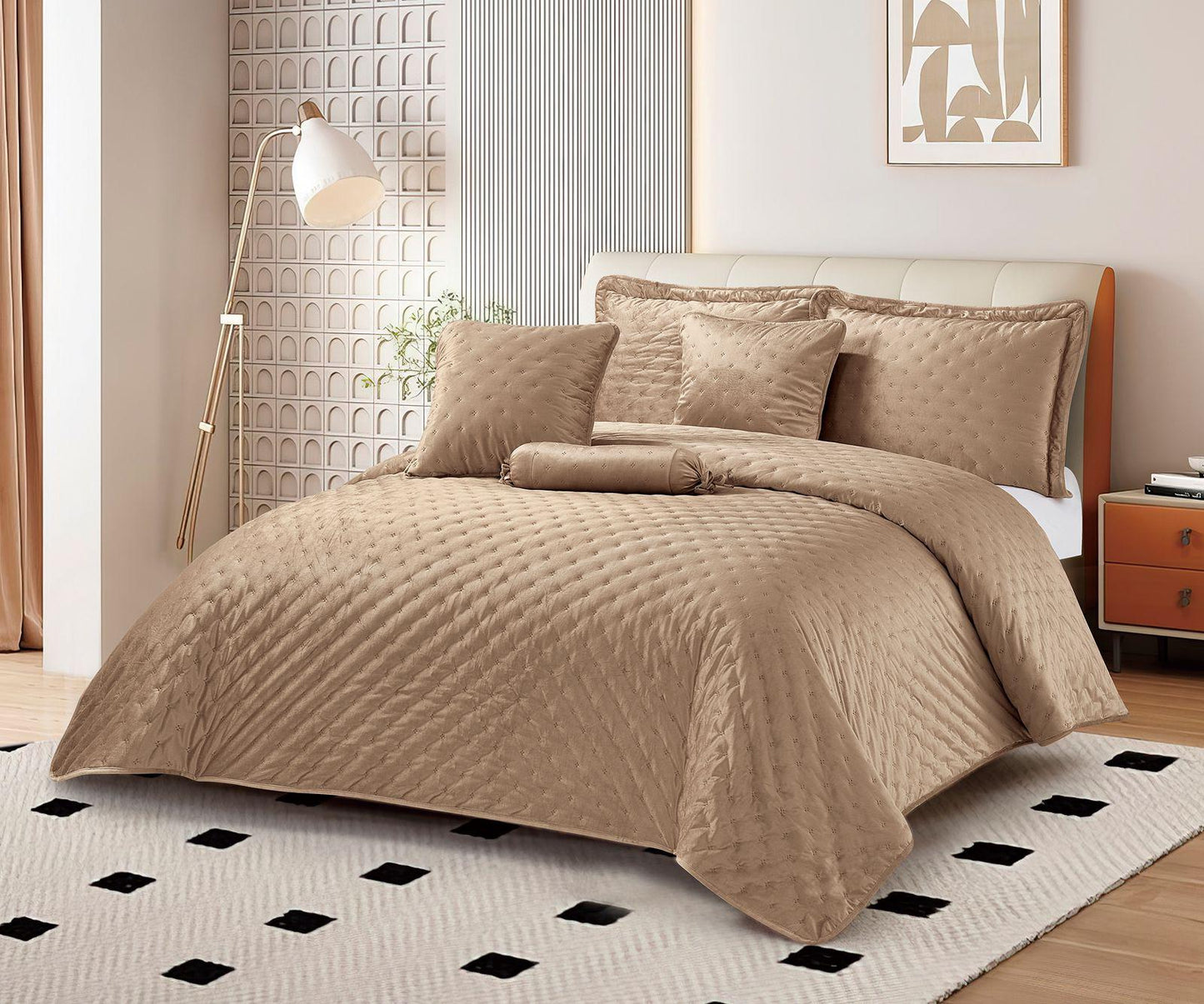 Colcha Velvet Terciopelo Cama Doble 6 Piezas Confort Doble Faz Elegancia y Diseño