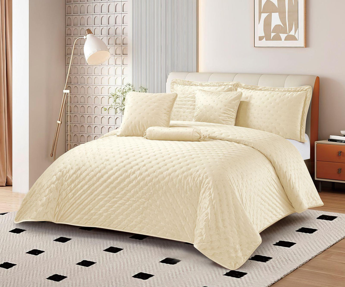 Colcha Velvet Terciopelo Cama Doble 6 Piezas Confort Doble Faz Elegancia y Diseño