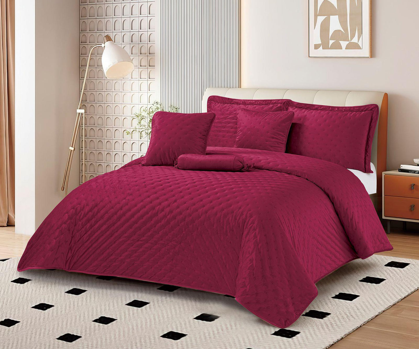 Colcha Velvet Terciopelo Cama Doble 6 Piezas Confort Doble Faz Elegancia y Diseño