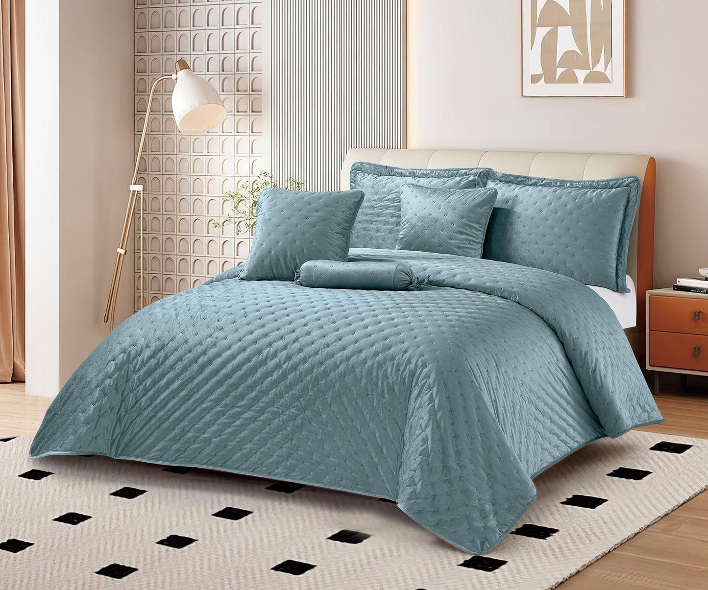 Colcha Velvet Terciopelo Cama Doble 6 Piezas Confort Doble Faz Elegancia y Diseño