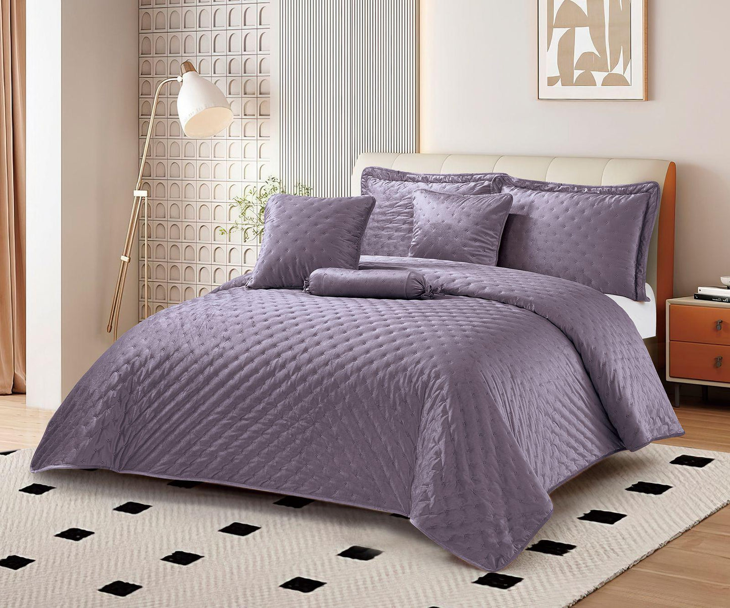 Colcha Velvet Terciopelo Cama Doble 6 Piezas Confort Doble Faz Elegancia y Diseño