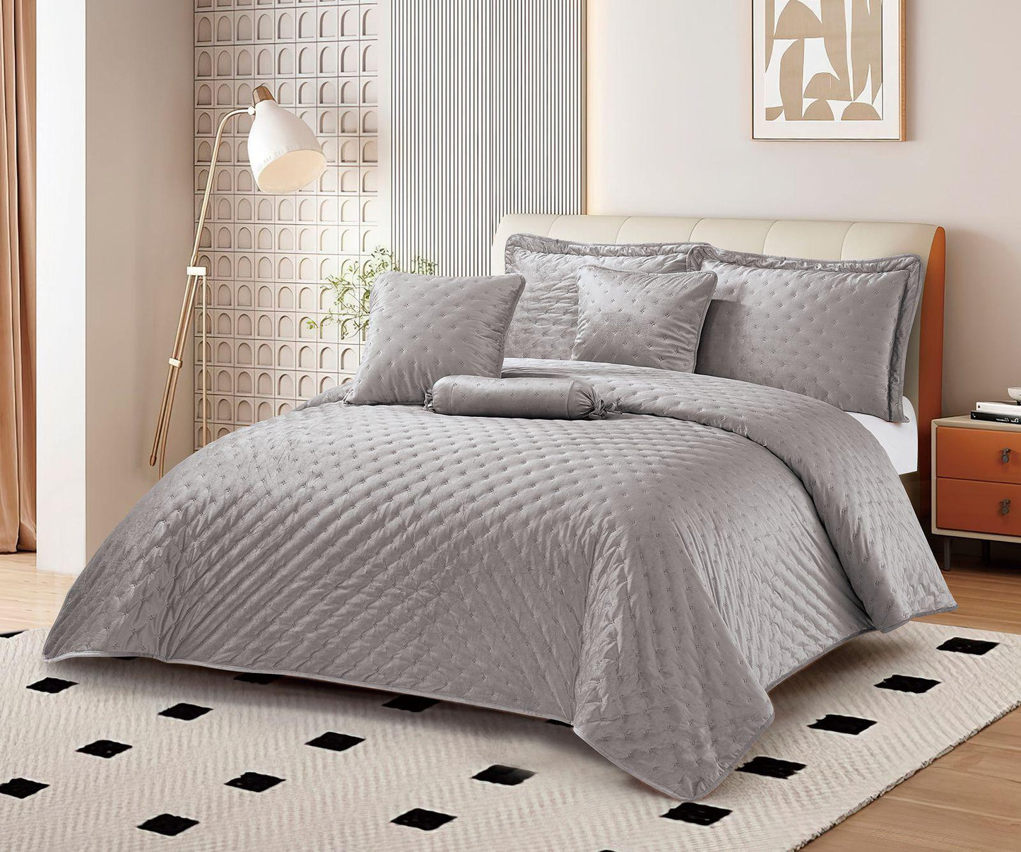 Colcha Velvet Terciopelo Cama Doble 6 Piezas Confort Doble Faz Elegancia y Diseño